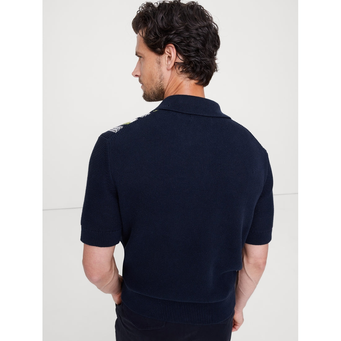 Men's Bouclé Stripe Sweater Polo Shirt