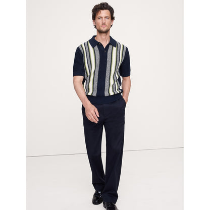 Men's Bouclé Stripe Sweater Polo Shirt