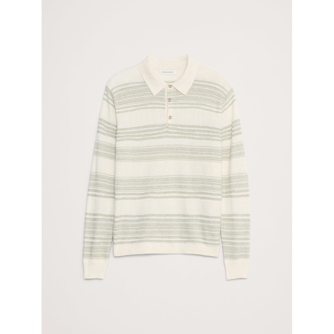 Men's Stripe Cotton-Linen Sweater Polo Shirt
