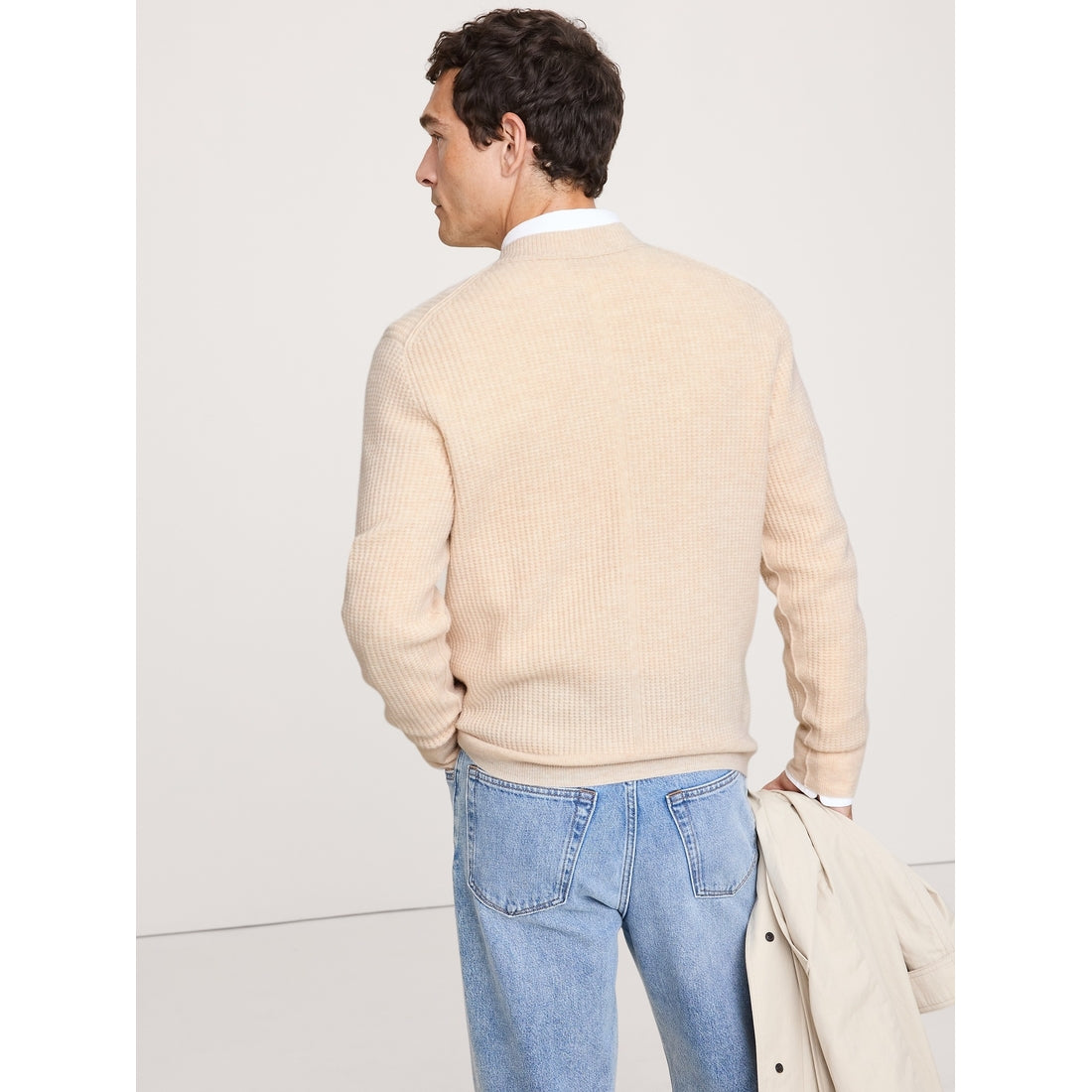 Men's Italian Merino-Cashmere Waffle-Knit Sweater