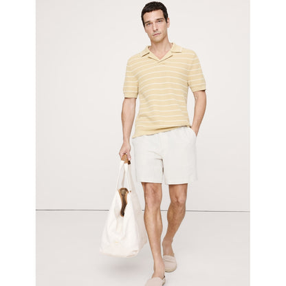 Men's Texture Stripe Cotton Polo Shirt