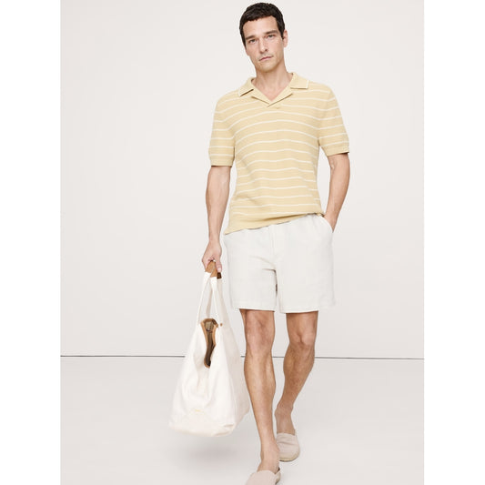 Men's Texture Stripe Cotton Polo Shirt