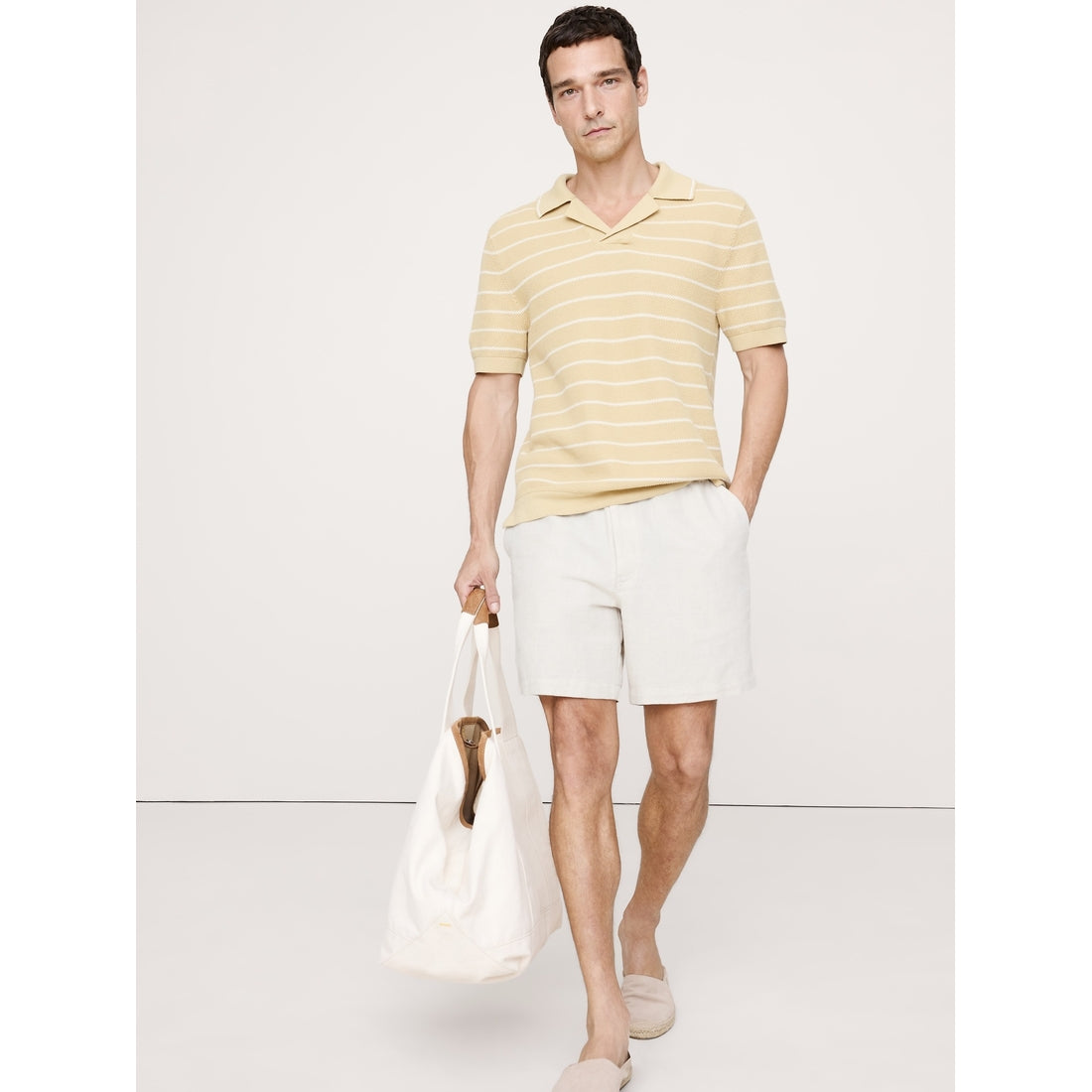 Men's Texture Stripe Cotton Polo Shirt
