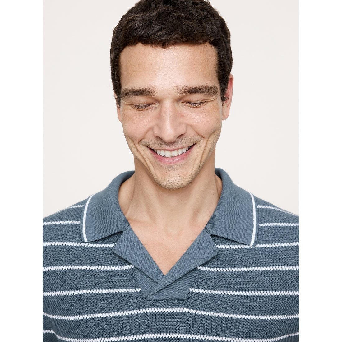 Men's Texture Stripe Cotton Polo Shirt