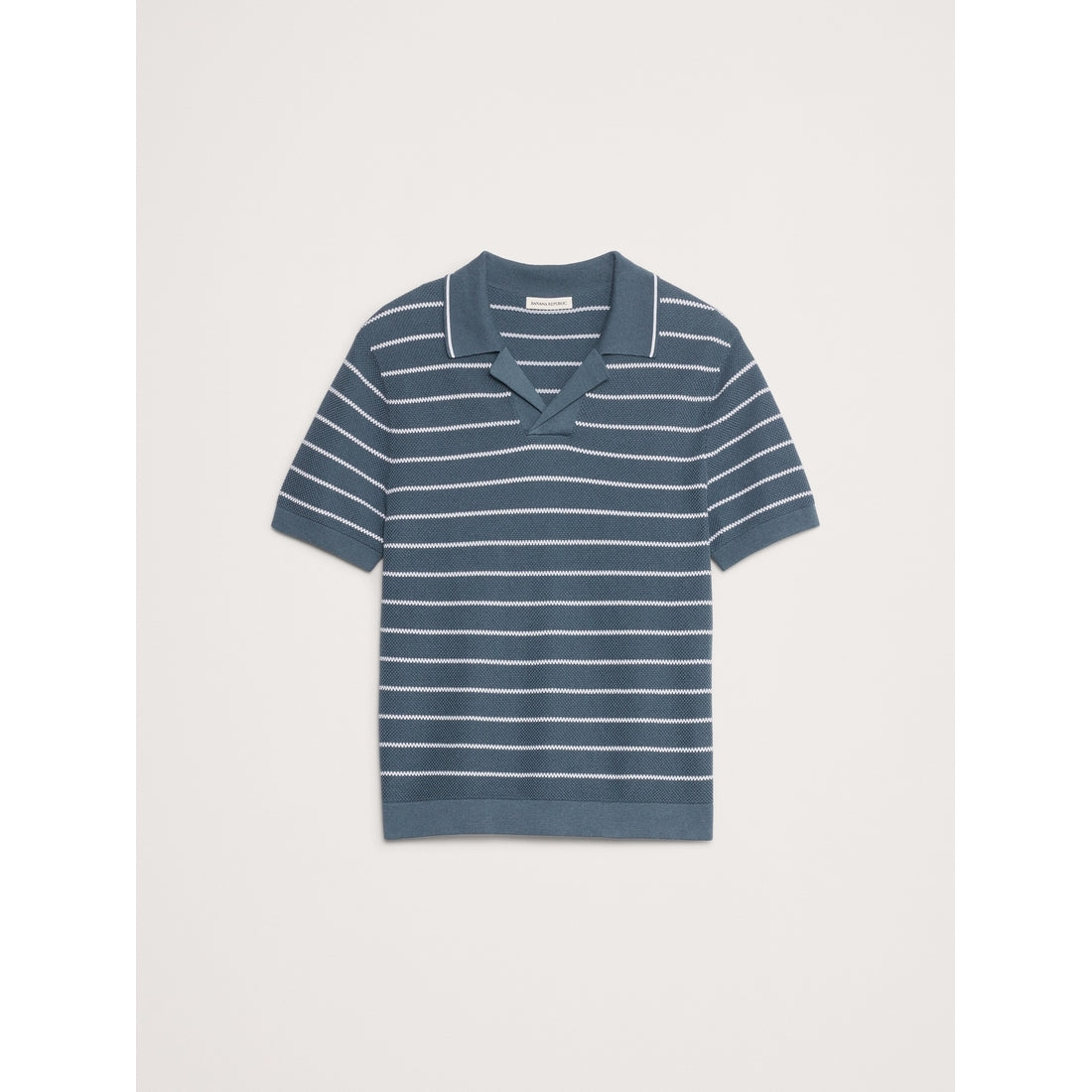 Men's Texture Stripe Cotton Polo Shirt