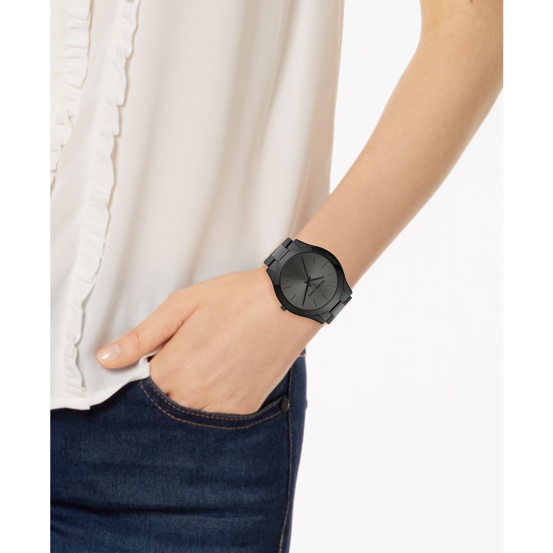 Michael Kors Unisex Slim Runway Ion-Plated Stainless Steel Bracelet Watch 44mm