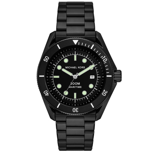 Michael Kors Men's Maritime Three-Hand Black Stainless Steel Watch 42mm