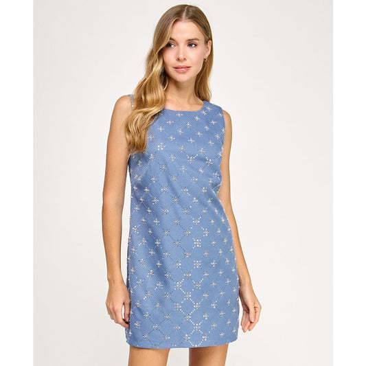 Seni & Cade Juniors' Embellished Boucle Shift Dress