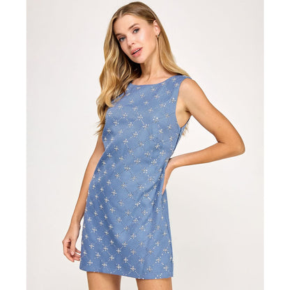 Seni & Cade Juniors' Embellished Boucle Shift Dress