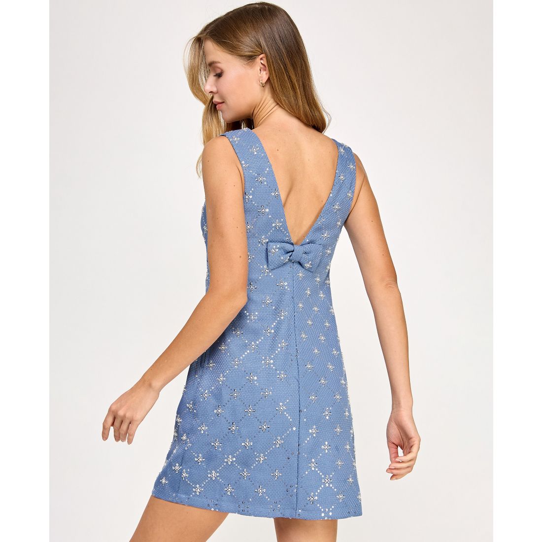 Seni & Cade Juniors' Embellished Boucle Shift Dress