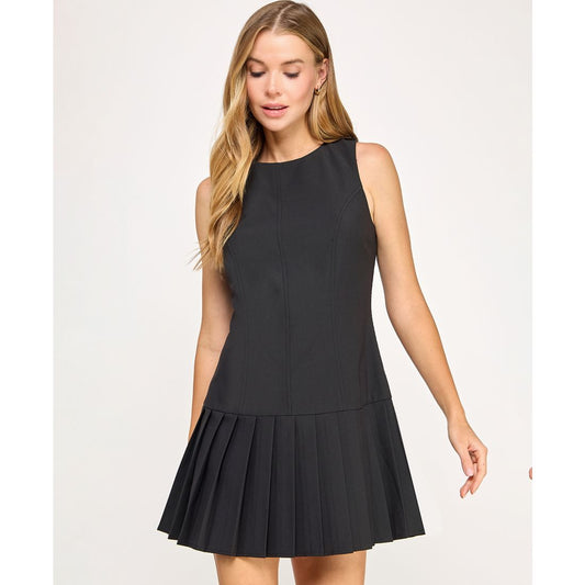 City Studios Juniors' Pleated Skirt Drop Waist Sleeveless Dress