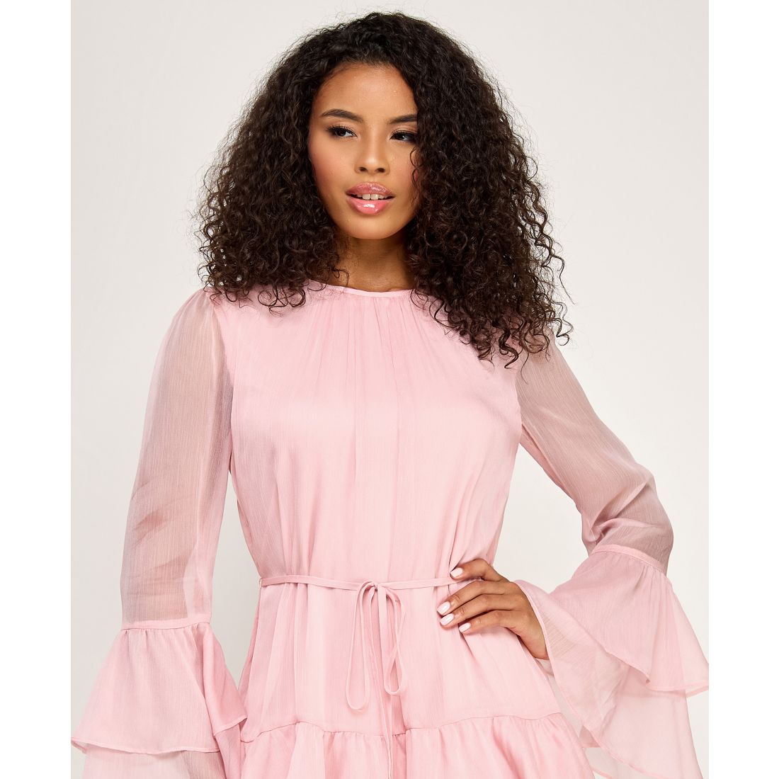 Seni & Cade Juniors' Crewneck Layered Ruffle Mini Dress
