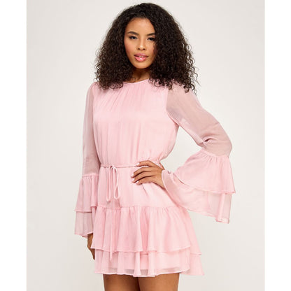 Seni & Cade Juniors' Crewneck Layered Ruffle Mini Dress