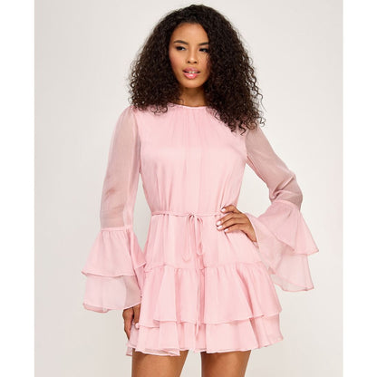 Seni & Cade Juniors' Crewneck Layered Ruffle Mini Dress
