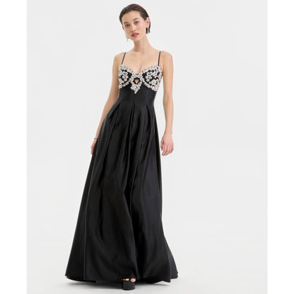 City Studios Juniors' Rhinestone Embellished Top Satin Ball Gown, Created for Macy's