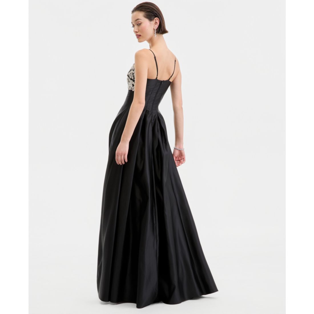 City Studios Juniors' Rhinestone Embellished Top Satin Ball Gown, Created for Macy's