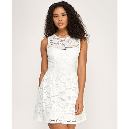 Seni & Cade Women's Crewneck Shirred Mini Dress