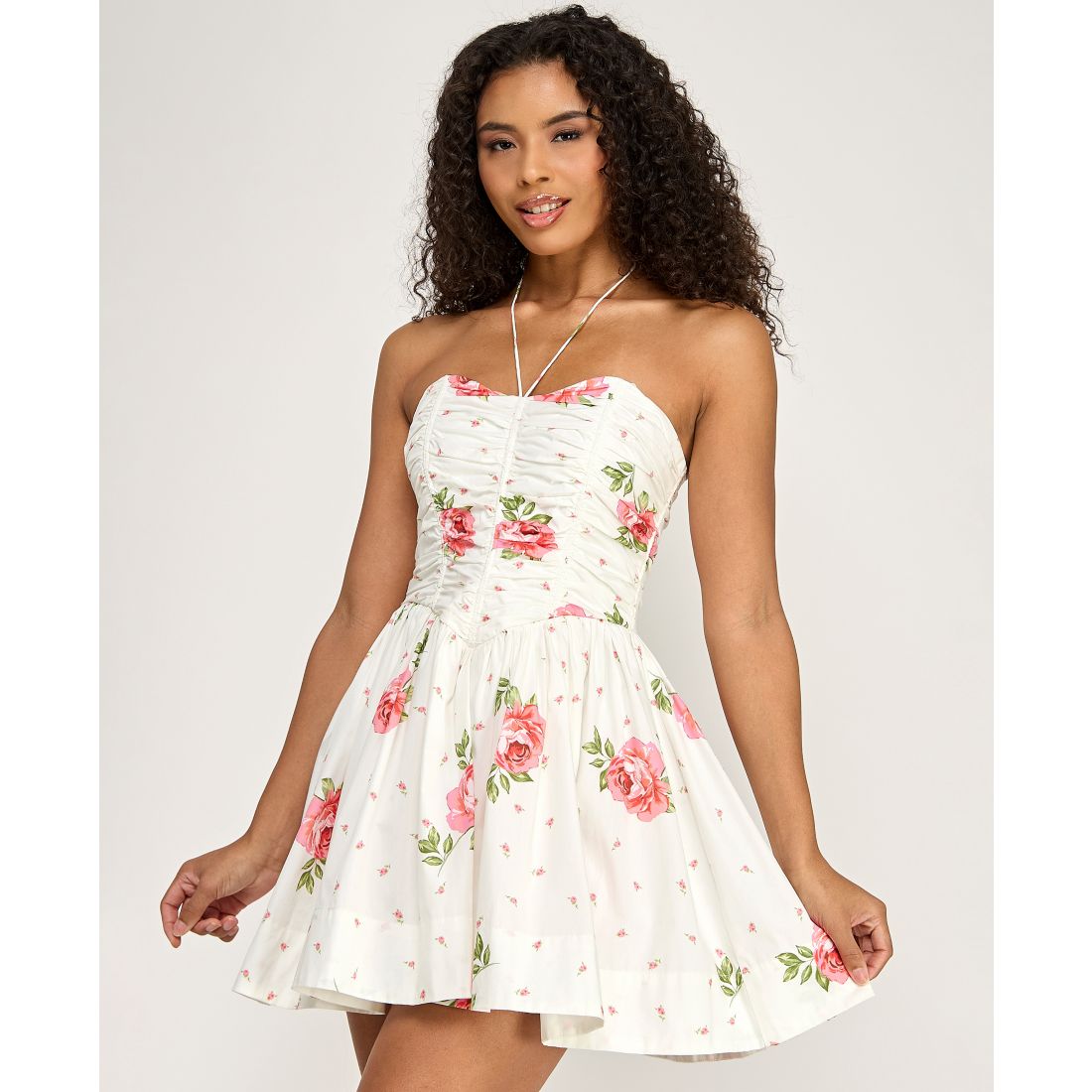 Seni & Cade Women's Floral Halter Neck Mini Dress