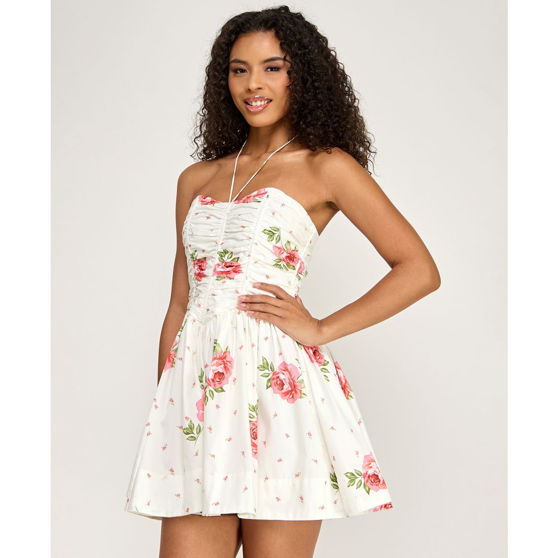 Seni & Cade Women's Floral Halter Neck Mini Dress