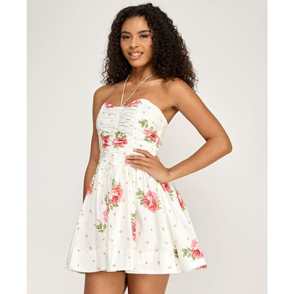 Seni & Cade Women's Floral Halter Neck Mini Dress