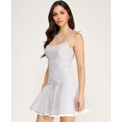 Seni & Cade Women's Stripe Square Neck Mini Dress