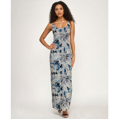City Studios Women's Sequin Square-Neck Maxi Dress