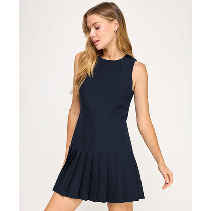 City Studios Juniors' Pleated Skirt Drop Waist Sleeveless Dress