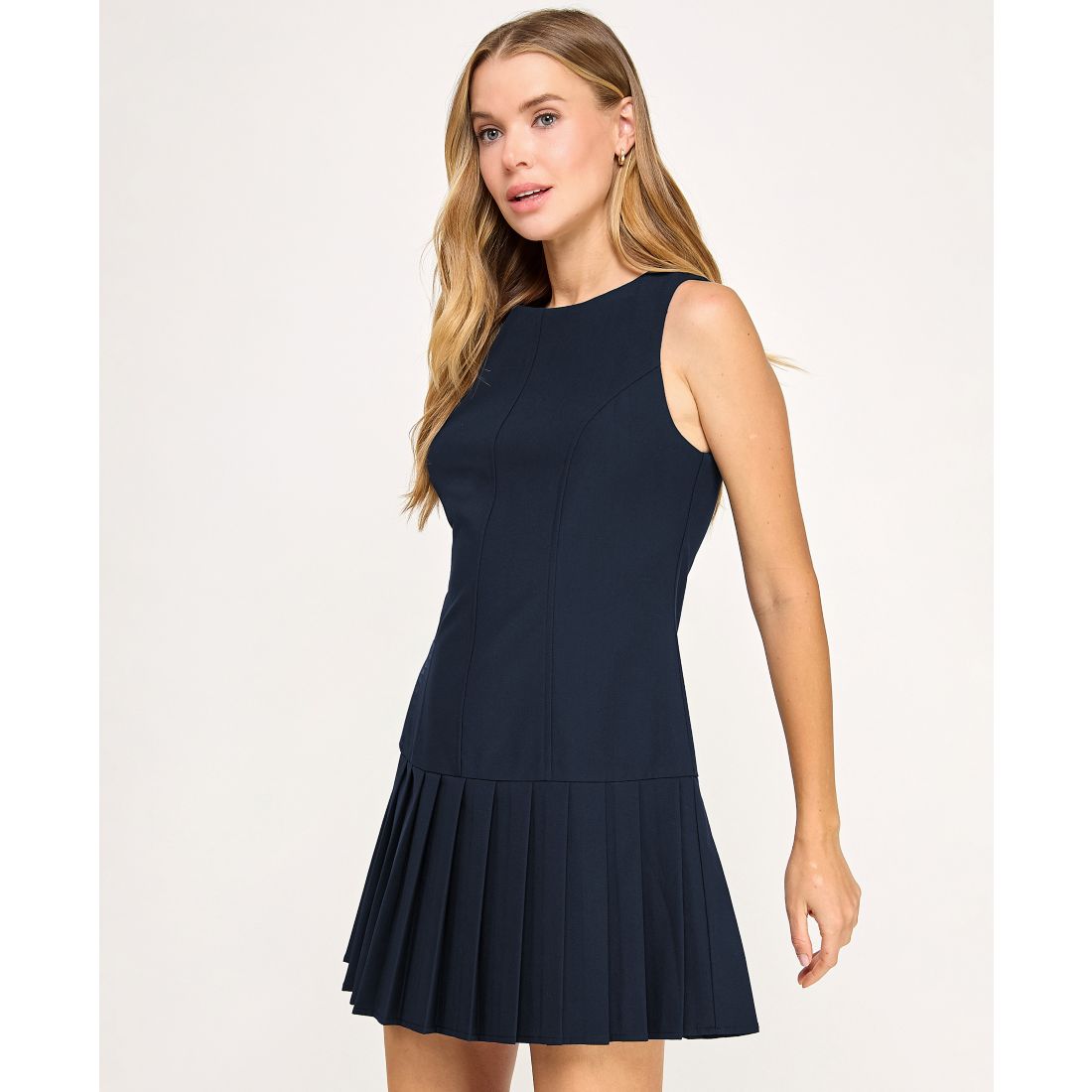 City Studios Juniors' Pleated Skirt Drop Waist Sleeveless Dress