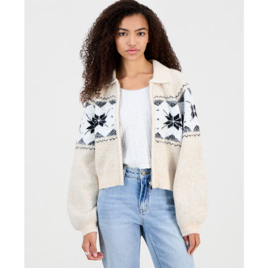 Blank Nyc Women's Fair Isle Zip-Front Cardigan