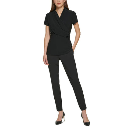 Dkny Petite Draped Surplice Blouse, Created for Macy's