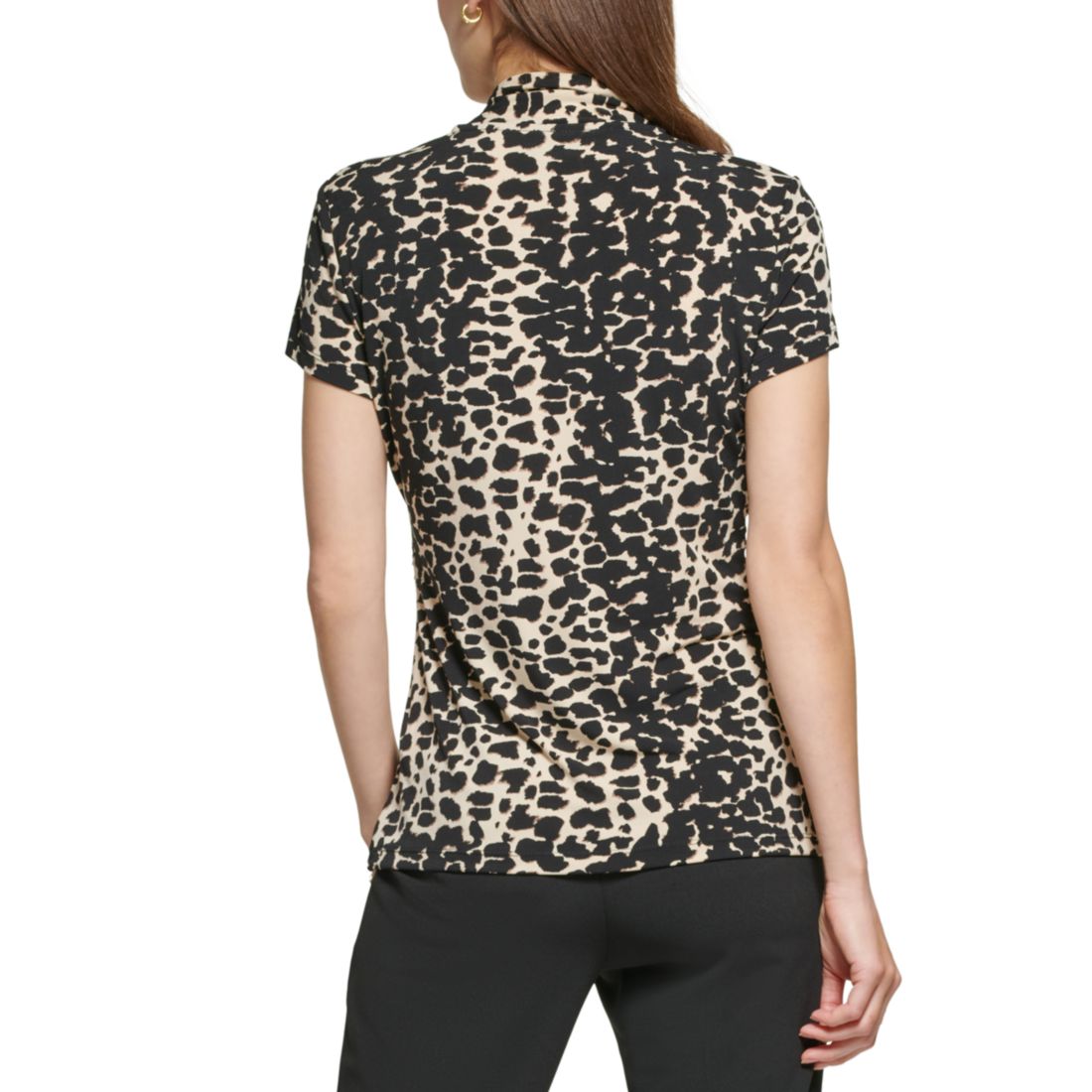 Dkny Petite Animal-Print Draped Surplice Blouse, Created for Macy's