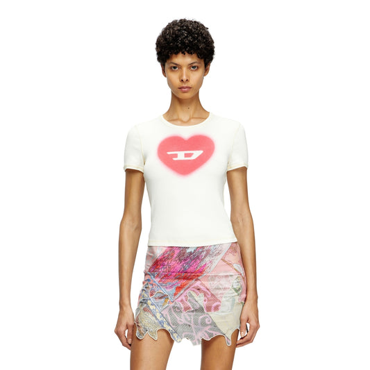 Ribbed T-shirt with watercolour heart D