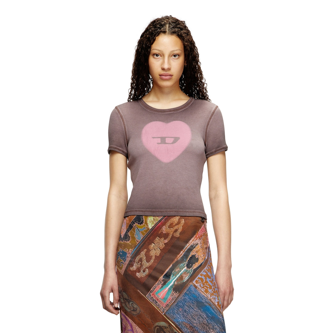 Ribbed T-shirt with watercolour heart D