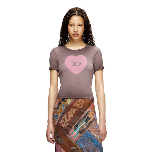 Ribbed T-shirt with watercolour heart D