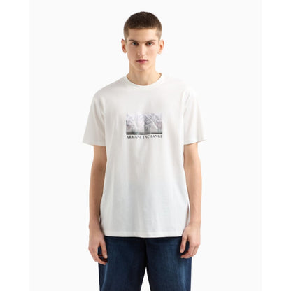 A|X Armani Exchange Men's Short Sleeve Crewneck Palm Tree Logo Graphic T-Shirt