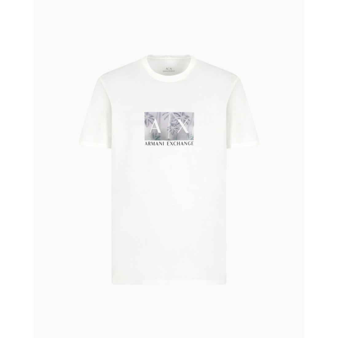 A|X Armani Exchange Men's Short Sleeve Crewneck Palm Tree Logo Graphic T-Shirt