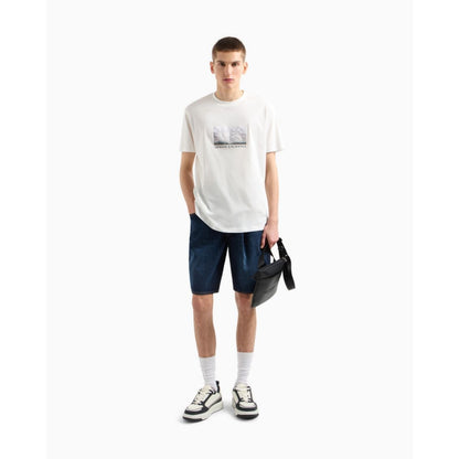 A|X Armani Exchange Men's Short Sleeve Crewneck Palm Tree Logo Graphic T-Shirt