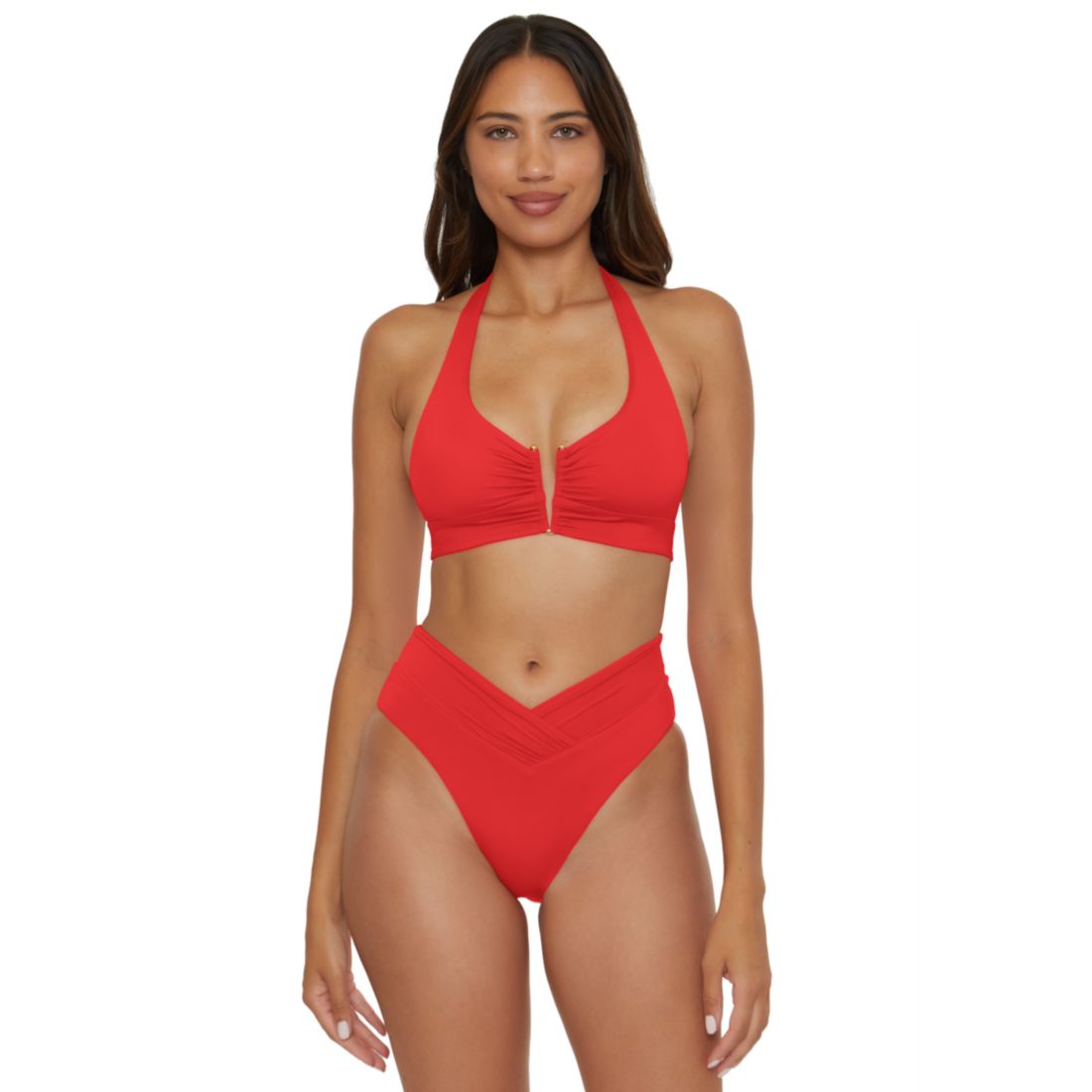 Becca Women's V-Neck Halter Swim Top