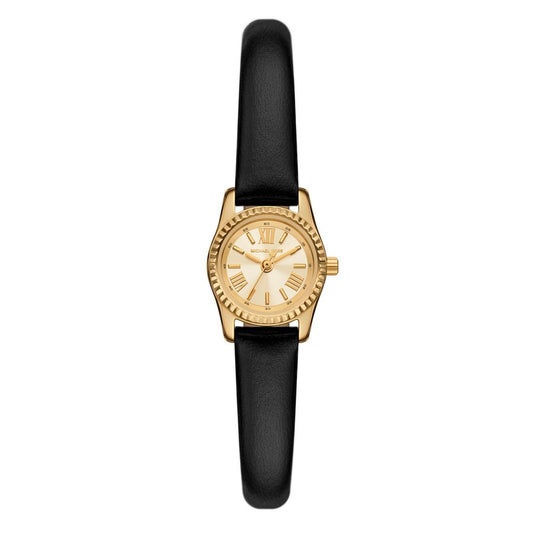 Michael Kors Women's Lexington Black Leather Watch, 19mm
