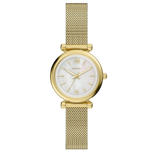 Fossil Women's Carlie Three-Hand Gold-Tone Stainless Steel Watch, 28mm