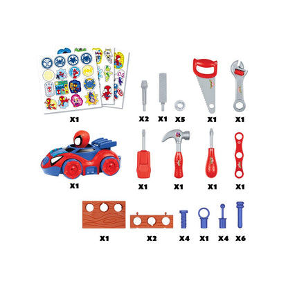 World Tech Toys Spidey and His Amazing Friends Tool Bench Playset with Take Apart Car