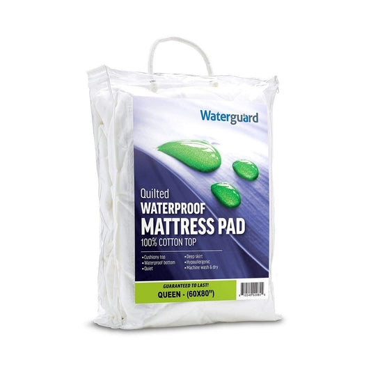 Waterguard Waterproof Quilted Mattress Pad Protector – White