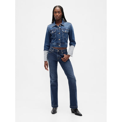 Women's Pin-Cuff Crop Icon Denim Jacket