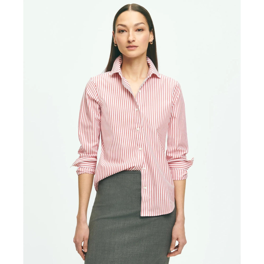 Classic Fit Stretch Supima Cotton Non-Iron Bengal Stripe Dress Shirt