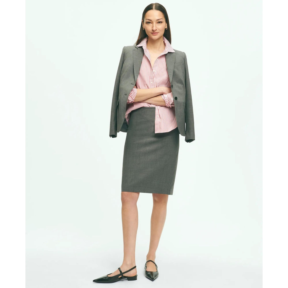 Classic Fit Stretch Supima Cotton Non-Iron Bengal Stripe Dress Shirt