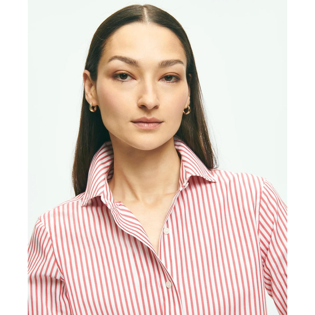 Classic Fit Stretch Supima Cotton Non-Iron Bengal Stripe Dress Shirt