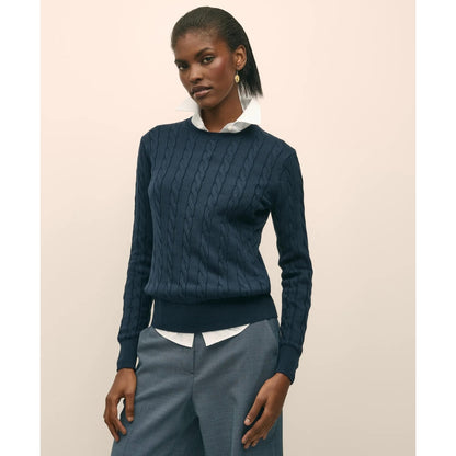 Supima Cotton Cable Crewneck Sweater