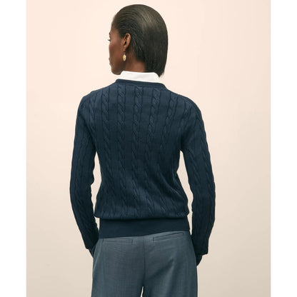 Supima Cotton Cable Crewneck Sweater