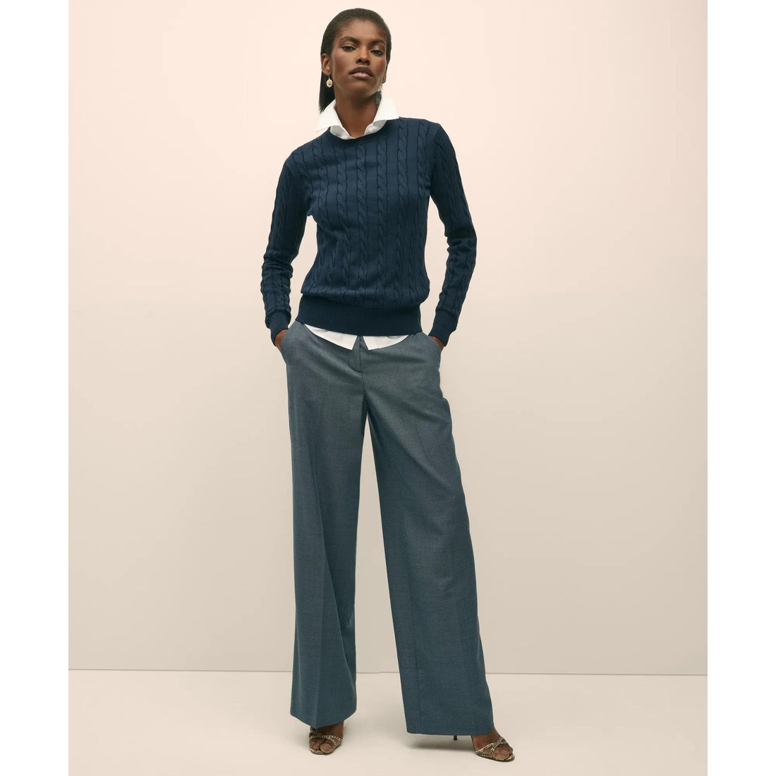 Supima Cotton Cable Crewneck Sweater