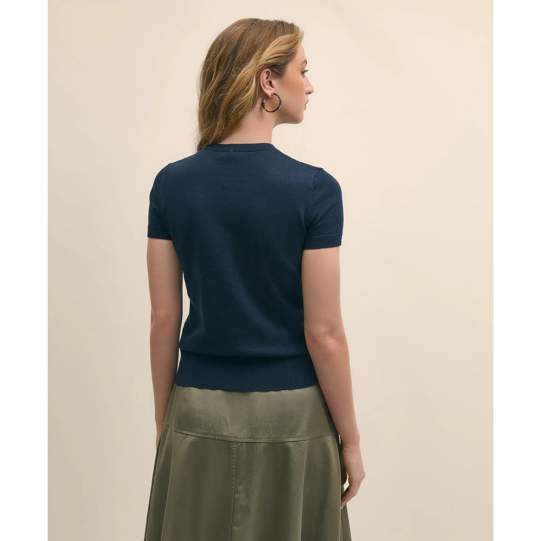 Supima Cotton Jersey Short-Sleeve Sweater